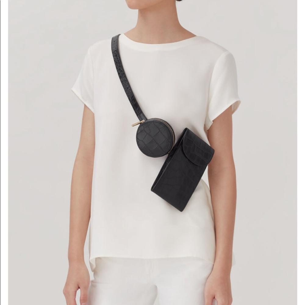 Cuyana embossed croc belt bag